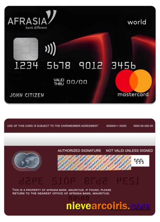 Mauritius Afrasia Bank world mastercard